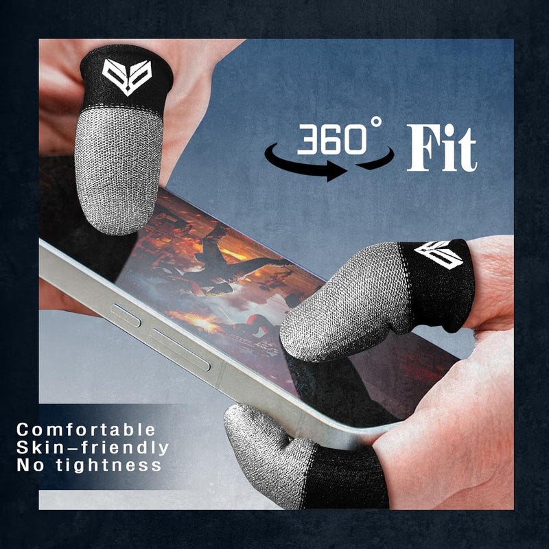 LAYASIMON 6PCS Gaming Finger Sleeves. 0.29MM Silver Fiber, Anti Sweat, Extremely Thin,Breathable Touchscreen dedales Gamer Finger Cover Thumb Sleeve Fit Phone Game Tablet Devices. - Image 5